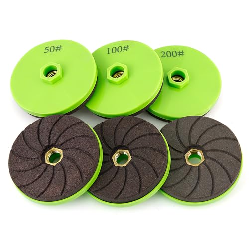 LOZLIN Diamond Polishing Pads 3 Pack 4 Inch for Tile Marble and Granite Chamfering Edge Shaping 50/100/200 Grit Angle Grinder