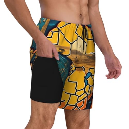 Abstract World Map Print Men Stylish Functionality Swim Trunks Breathable Beach Shorts Surfing Gym Fishing3