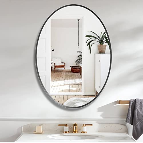 Acezanble Wall Mirror Oval Black Metal Frame, 22X30 Inch Wall Mirror For Home Decor, Bathrooms, Bedroom, Entryways, Dining Room, Vanity Makeup Mirror #TOP3