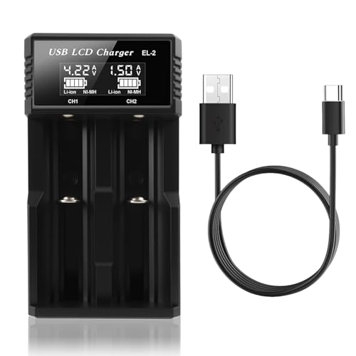 Chargeur de Batteries Universel Intelligent 21700, 18650, 26650 avec Écran LCD, Compatible Ni-MH, Ni-CD, Li-Ion, Chargeur Rapide pour Batteries de Lampe Torche et...