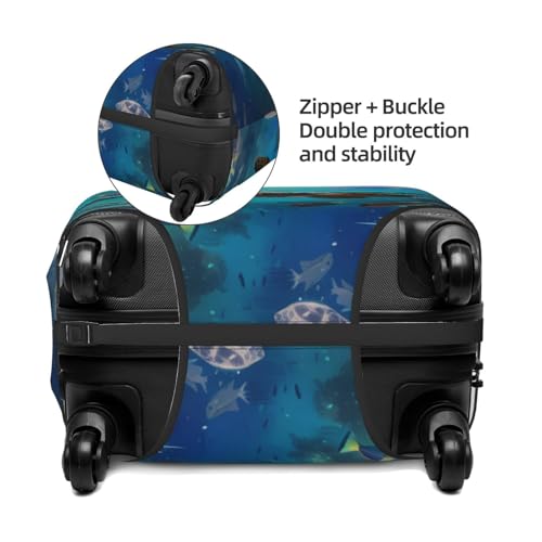 VOSERY Luggage Cover Protector Suitcase Cover - Underwater Fish Turtle High Elasticity Suitcase Covers Protector for Luggage (No Luggage)2
