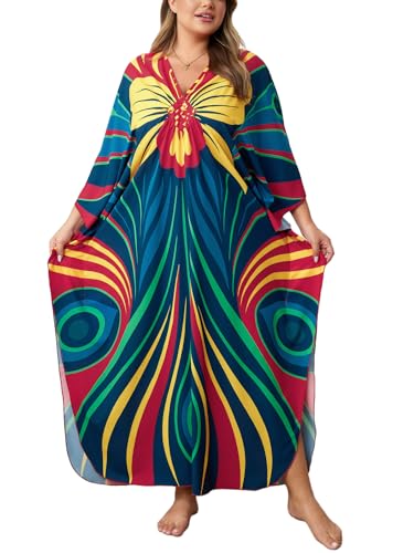 Image of Kaftan Dress for Women - Plus Size Caftan Maxi Beach Dress Moo Moos Loungewear, Swimsuit Cover Up for Beach, Pool or Vacation