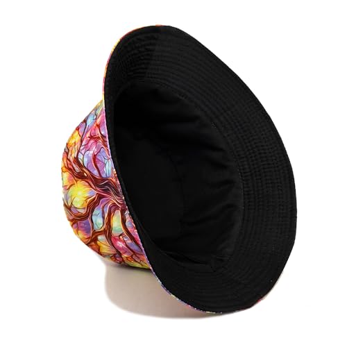 Image of Bucket Hat for Women Men,Travel Sun Beach Cap,Unisex Fishing Outdoor Boonie (Multicolour Tree)