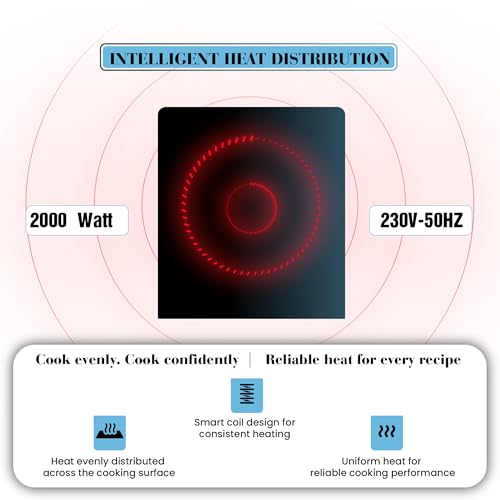 Image of Vidiem Blu 2000W Induction Cooktop for Kitchen | Crystalline Glass Top | 5 Indian Preset Menus | Feather Touch Controls | Intelligent Heat Distribution | 2 Year Warranty