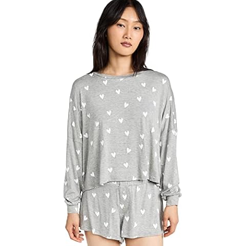 Honeydew Intimates Women's All American Jersey Shortie Set, Heather Grey Hearts, S Cover