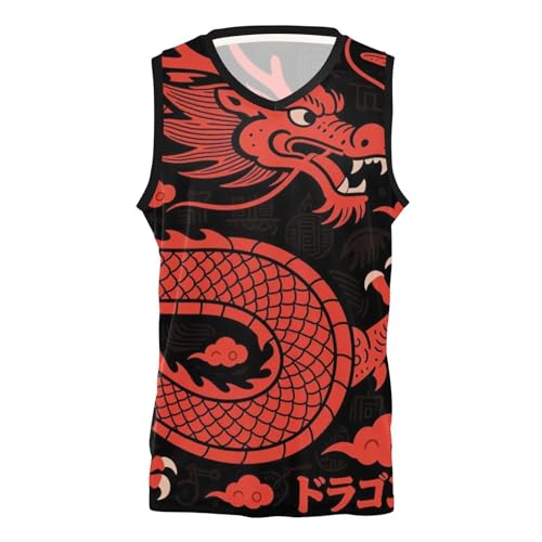 Maillot de basket-ball dragon rouge au design artistique unique