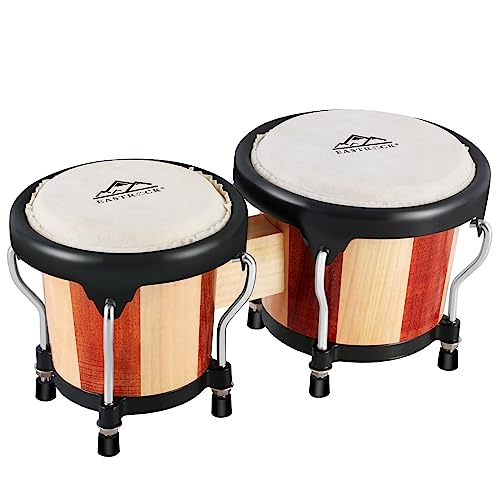 EASTROCK - EastRock Bongo Drum 4" et 5" Bongos Drum Set for Adults Beginners Professionals Tunable Wood and Metal Drum Percussion Instruments with Tuning Wrench