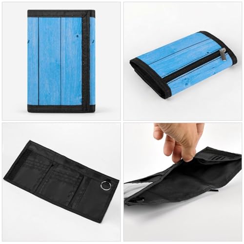Blue Bright Wood Grain Print Wallet for Men, 8 Credit Card Holder Slim Minimalist Front Pocket Small Mens Bifold Wallets4