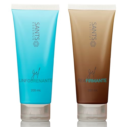 Sants Essence Potente Gel/Crema Anticelulítica Reductora para Mujer y Hombre - Crema Reafirmante Corporal para Piernas Cansadas y Circulación (Pack, Linfodrenante + Reafirmante)