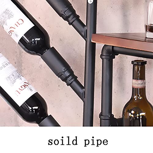FCXBQ Casiers à vin industriels Tuyau Mural Porte-Verre en Fer 28 Bouteilles Accessoires de vin Suspendus en métal Rustique Rangement pour Bouteilles Étagères en Bois Rangement Mural pour Salon CU - Image 7