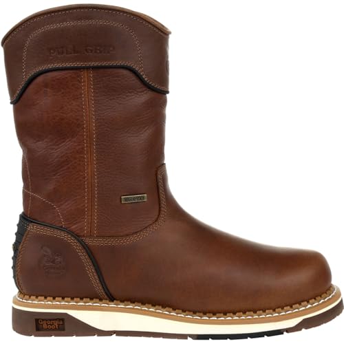 Georgia Boot Amp Lt Wedge Waterproof Pull On Work Boot, Brown, Size 11(w)