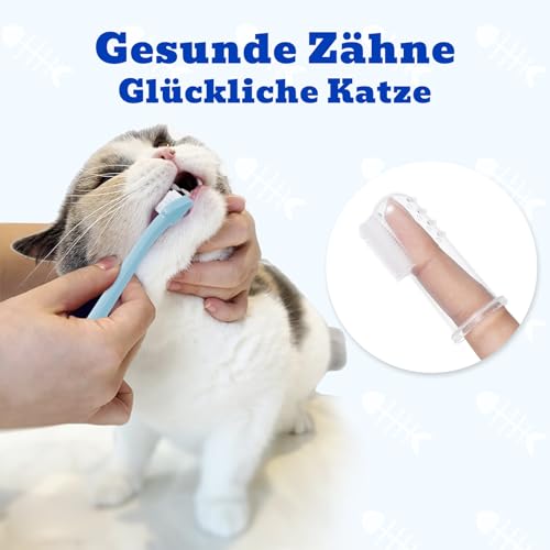 Oivolii Zahnpasta Katze mit Thunfischgeschmack (30g) und 2 Zahnbürsten | Katzen Zahnpflege Set | Sanfte Formel, frischer Atem und gut für die Zähne