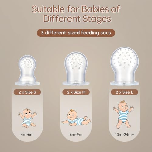 Image of 2 Pack Silicone Baby Fruit Feeder with Mini Freezer Tray, Fresh Food Feeder for Safe Infant Self Feeding, Extra Food Pouches, Breastmilk Popsicle Molds for Baby Teething Relief - Blueberry
