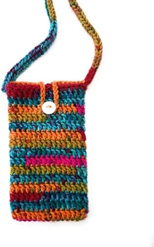 Crochet Crossbody Cell Phone Holder Sleeve Small Purse for Women