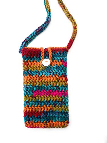 Crochet Crossbody Cell Phone Holder Sleeve Small Purse for Women