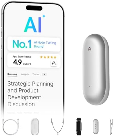 Plaud NotePin Voice Recorder, AI Voice Recorder, App Control, Wearable AI Notetaker, AI Transcribe & Summarize, Support 112 Languages, 64GB Memory, Audio Recorder for Lectures, Meetings, Black 10