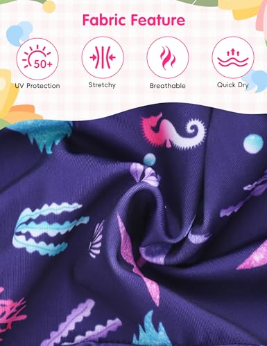 Image of Girls Swimsuit Colorful Short Sleeve Bathing Suits UPF 50+ Rash Guard Set Two Piece Summer Swimwear