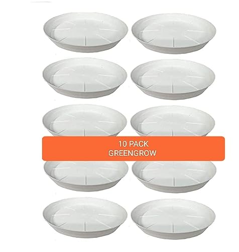 Image of Gamla Tray 10 Inch for Plant Pots Planter Bottom Plate Plastic Drip Tray (White, Pack of 10)