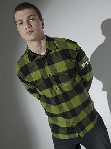Image of Hubberholme Men's Oversized Checked Full Sleeve Flannel Shirt