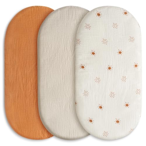 Lot de 3 draps-housses pour parc, 100 % mousseline de coton, doux et de qualité supérieure,...