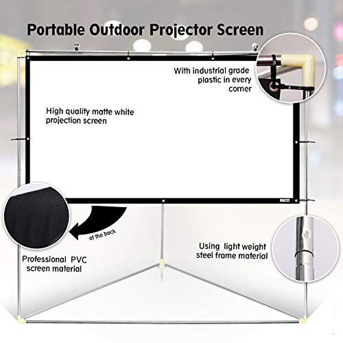 Pyle 100" Outdoor Portable Matt White Theater Tv Projector Screen W/Triangle Stand - 100 Inch, 16:9, 1.15 Gain Full Hd Projection For Movie/Cinema/Video/Film Showing Outside Home-Prjtpots101.5 #TOP3