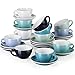 LOVECASA, Porcelanowe filiżanki do espresso ze spodkami, 200 ml, zestaw 12 sztuk, z pasującymi spodkami, ceramika premium, włoskie kubki do kawy, turecki kubek do kawy, fajne różne kolory