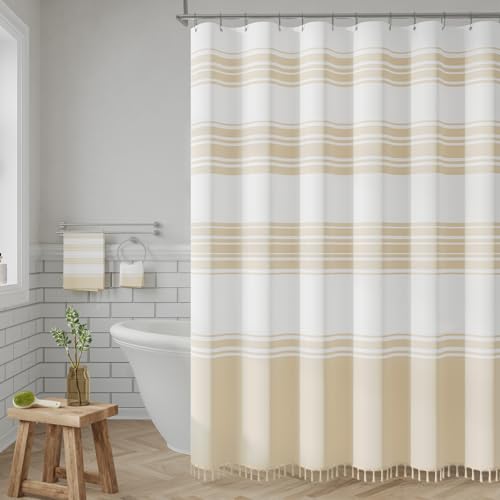 jinchan Green and White Boho Shower Curtain Bohemian Vertical Striped Fabric Shower Curtains for Bathroom with 12 Hooks Waterproof 70x72 Inches 70"W x 72"L (Pack of 1) A3. Boho Vertical Gree