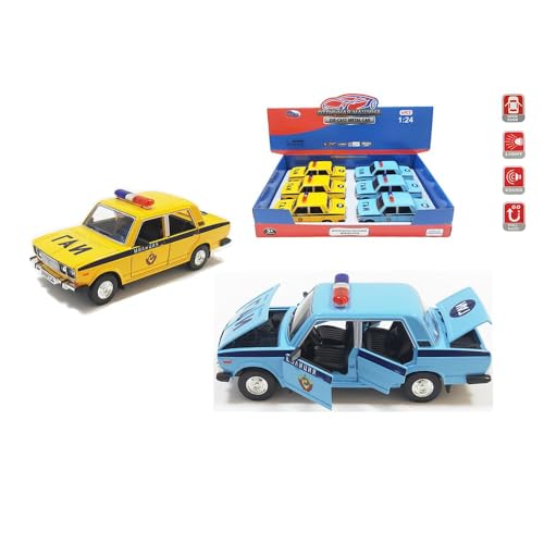 Image of 1:24 Scale Exclusive Alloy Metal Pull Back Die-cast Car Scale Model with Sound Light Mini Auto Toy for Kids Metal Model Toy Car with Sound and Light (Mini Cool- Police CAR - Multicolor)