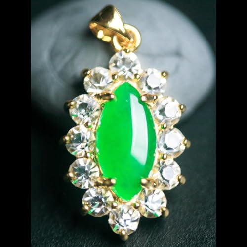 Pendentif jadéite véritable et argent S925 au design goutte d'eau