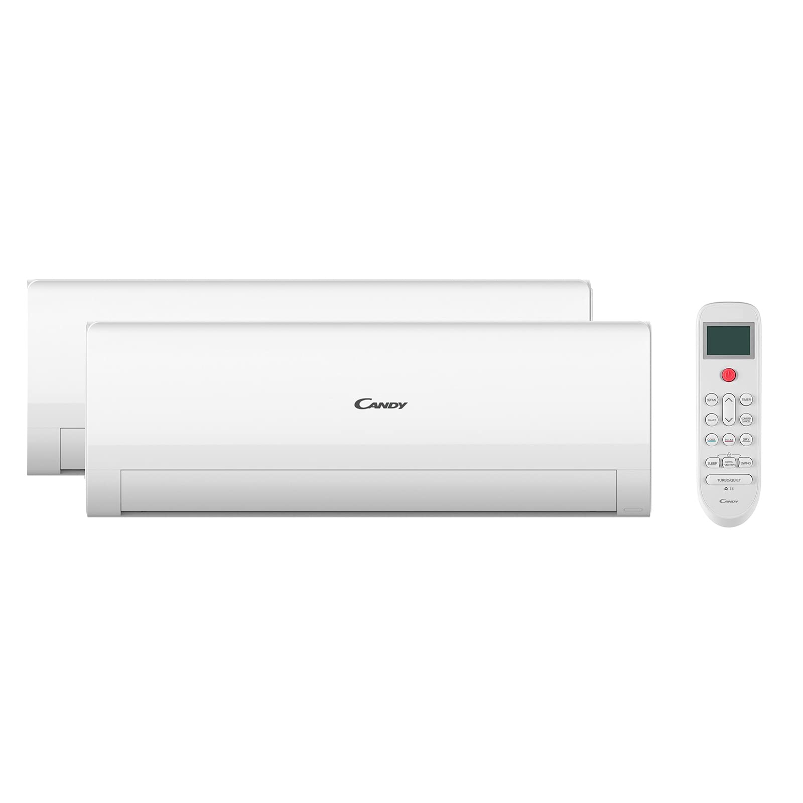 Candy, Aire acondicionado Smart línea aire, climatizador Dualsplit con 1 unidad exterior y 2 interiores 12000 BTU, con bomba de calor y deshumidificador, silencioso, con autolimpieza
