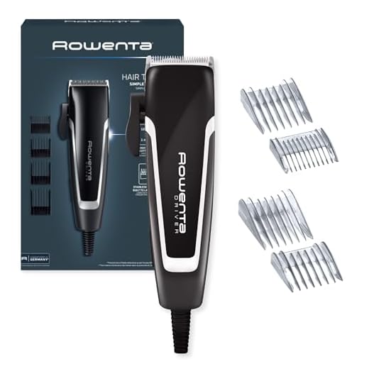 Rowenta Driver - Cortapelos con cable con cuchillas de acero inoxidable y 20 longitudes de corte de alto rendimiento con peine fijo TN1603