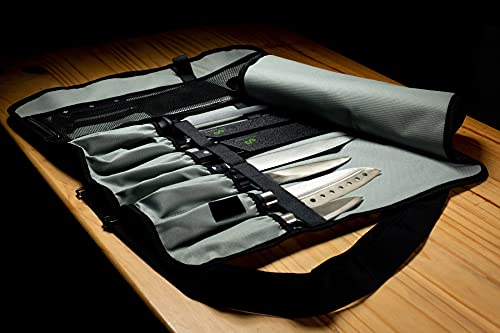 EVERPRIDE Chef Knife Roll Bag Holds 10 Knives – Contains 2 Large Zippered Pockets for Meat Cleavers and Cooking Tools – Durable Knife Case for Chefs and Culinary Students – Knives Not Included