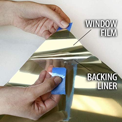 Reflective Window Film One Way Mirror Privacy Film Heat Control Anti Uv Adhesive Window Tint Sticker For Home And Office, 60Inch X 17.7Inch, Gold Silver #TOP4