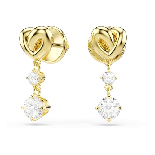 Swarovski Lifelong drop earrings, Round cut, Heart, White, Gold-tone plated - Thumbnail 2