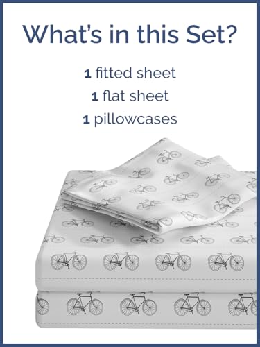 Image of Kids Twin Size Bikes Bed Sheets - 3 Piece Kids Bikes Sheet Set