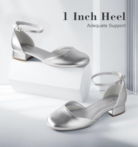 Image of Ankis Round Closed Toe Heels for Women, Low Block Heel Dress Shoes