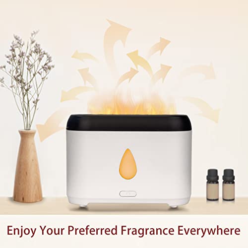 Flame Diffuser For Essential Oils,Ultrasonic Aroma Diffusers With Cool Mist, Aromatherapy Diffuser With Auto-Off Protection, Small Humidifier For Home,Office,Bedroom,Gift For Women White #TOP6