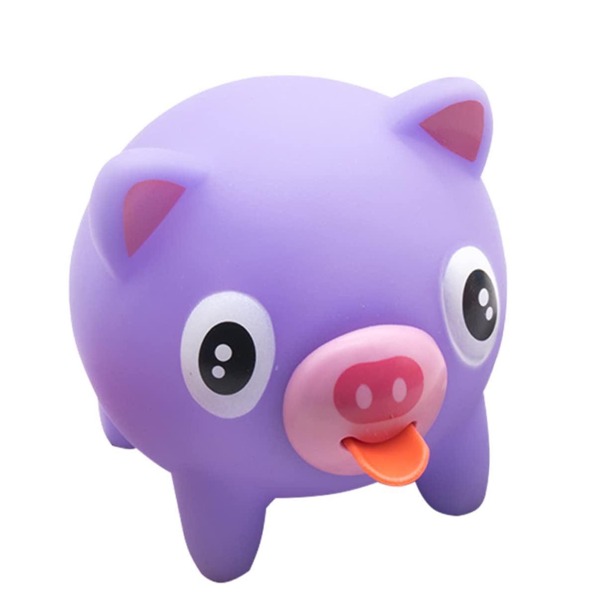 BESPORTBLE Cute Squeak Squeezing Animal Doll Toy for Boy Girl Purple Pig Stress Relief Portable Anxiety Relief Fidget Toy with Fun Tongue Out Feature for Boys and Girls