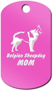 Belgian Sheepdog Mom Engraved Keychain/GI Tag Mister Petlife Hot Pink
