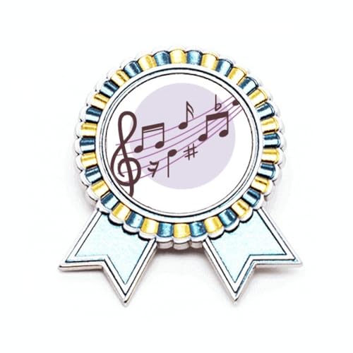 Broche ronde notes de musique en métal taille M pour vêtement