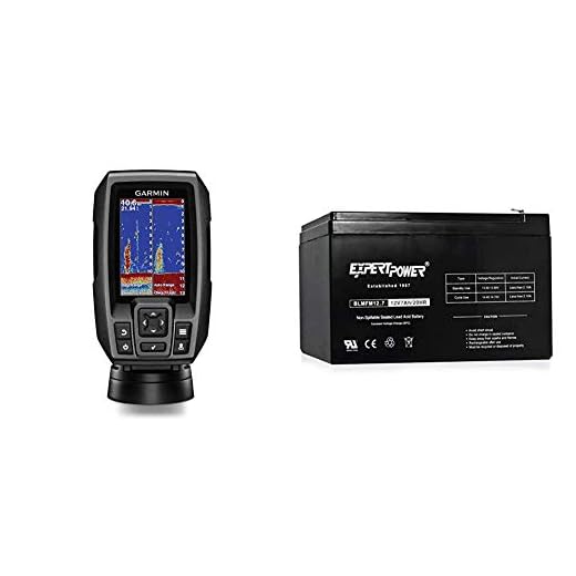 Garmin Striker 4 with Transducer, 3.5" GPS Fishfinder with Chirp Traditional Transducer Bundle with ExpertPower 12V 7 Amp EXP1270 Rechargeable Lead Acid Battery