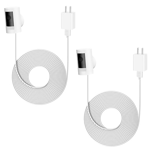 for Ring Camera Power Cord, Power Adapter Compatible with Ring Stick Up Cam 2nd/3rd Gen Battery/Plug in, Ring Spotlight Cam Battery, 16Ft Long Cable, Waterproof (2Pack)