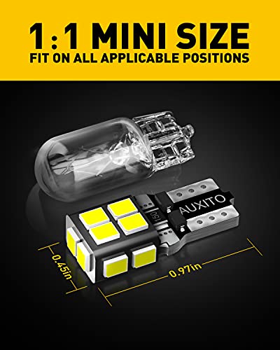 Auxito AUXITO-US14ET10Y10-0914 194 Led Bulb 6000K White 168 2825 W5W T10 Wedge 14-Smd Interior Car Bulbs Replacement For Dome Map Door Courtesy Trunk Parking License Plate Lights thumb #5