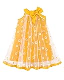 Little Girls Dresses Kids Ruffle Tulle Floral Yellow Party Birthday Dress Beach Sundress Fashion School Outfits Summer Dresses for Girls Size 5 6