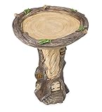 Plow & Hearth Full-Size Fairy Garden Birdbath with Miniature Fairy House in A Tree Stump,...