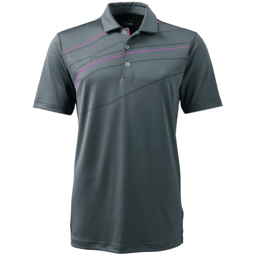 adidas Golf Men's Puremotion Climacool Geo Deboss Polo, Lead/Bahia Magenta, X-Large adidas Golf Men's Puremotion Climacool Geo Deboss Polo, Lead/Bahia Magenta, X-Large
