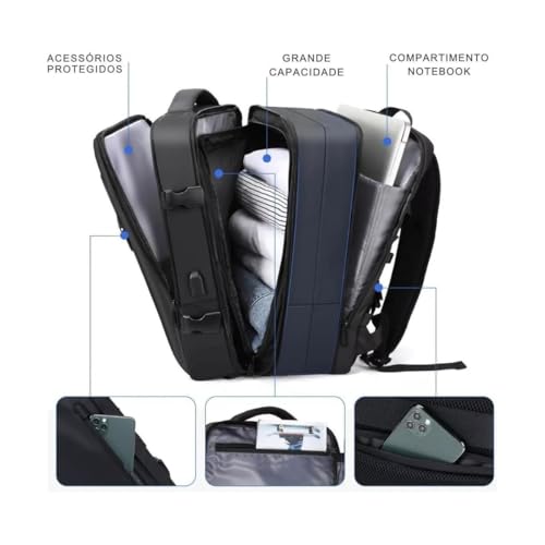 Mochila Executiva Bolsa Masculina Feminina Notebook Anti Furto Reforçada Semi Impermeável Escolar Fa