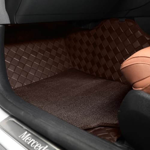 Image of Autofurnish Luxury 9D Car Mat Full Set for Maruti Suzuki Wagon R 2019 || Luxury Leather Dual-Stitch Full Set 9D Car Floor Mat || 100% Waterproof || Color : Coffee Coffee