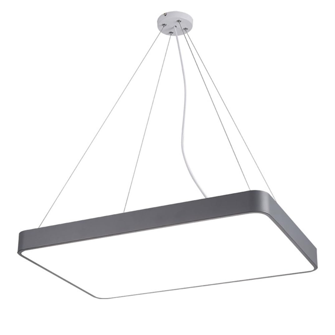 CWVYKNP Simple Grey Led Lighting Lamp Fixture Contemporary Office Ceiling Embedded Mount Chandeliers Daylight White Ultrathin Geometry Aluminum Island Lighting Lamp Fixture
