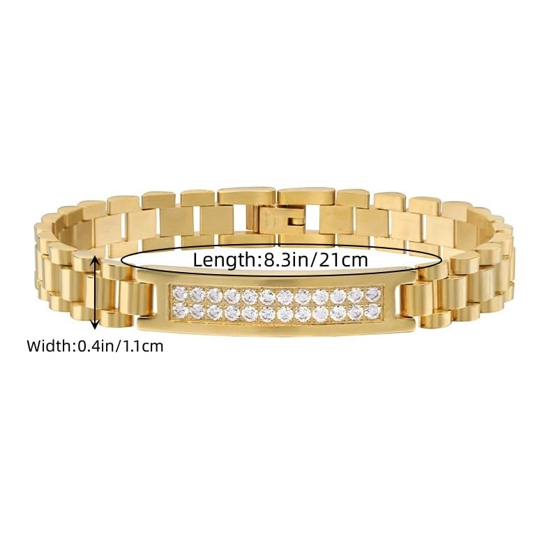 18k Gold Thick Strap Chain Bracelet For Men | Miami Cuban Watch Chain For Men And Women As A Gift2